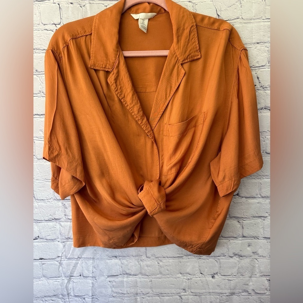 H&M Orange Oversized Button Up Women’s Large NWOT - Picture 7 of 10